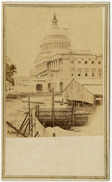 U.S. Capitol Building CDV Draped In Mourning Bunting After President Lincoln's Assassination