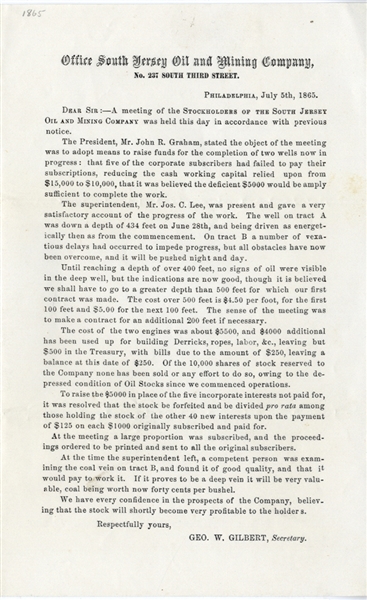 1865 Oil Document