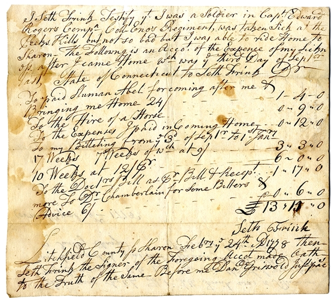 Certifying A Soldier in Captain Edward Rogers’s Company - 1778