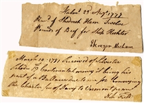 A Pair of Colonial Receipts