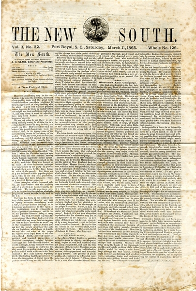 Occupied Newspaper - The New South, March 11, 1865.