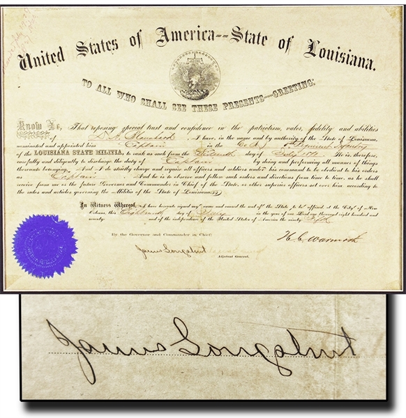 Attractive Militia appointment with a Scarce James Longstreet Signature