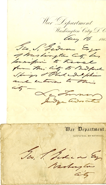 L. C. Turner Writes a Pass for the Future President of Washington and Georgetown Railroad - George S. Gideon
