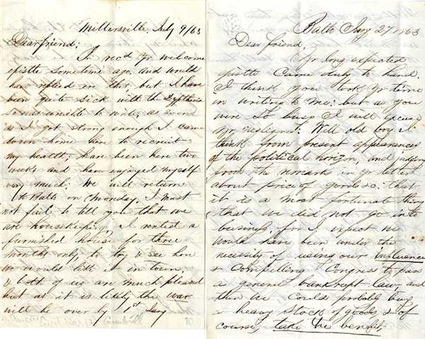 Great political and war content Civil War letters - McClellan fired, Lincoln a “Scoundrel.”