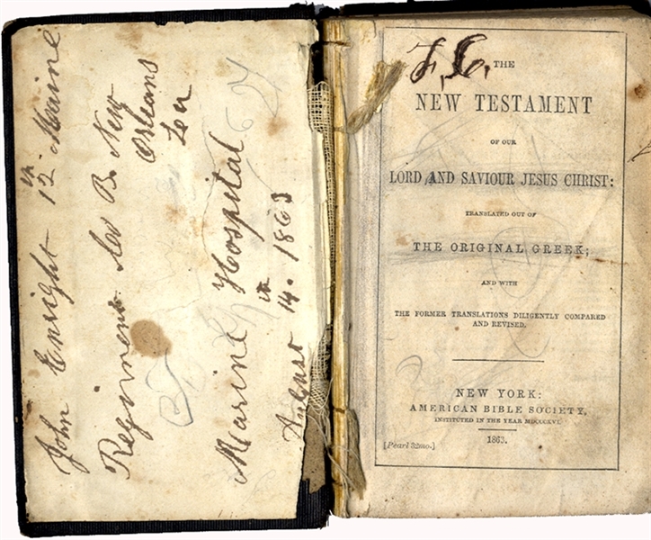 Bible owned by John Enright 12th Maine Infantry