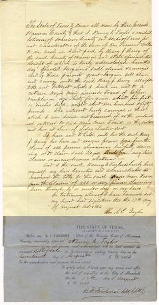 Texas Confederate Slave Sale Document