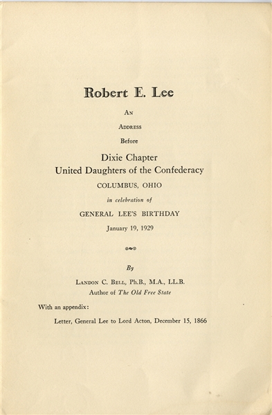 Robert E. Lee Booklet