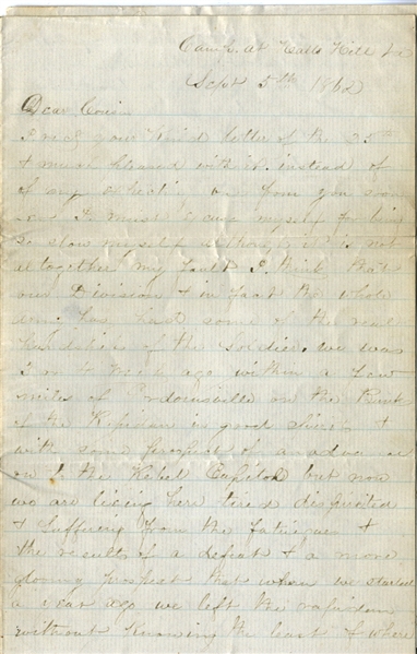 12th Massachusetts Infantry 2nd Manassas Letter