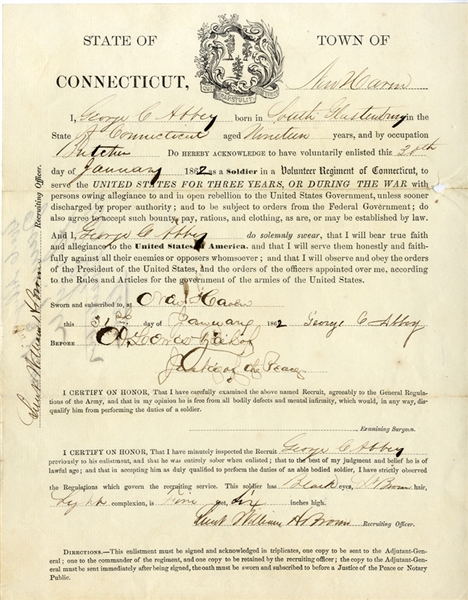 A Connecticut Enlistment Form