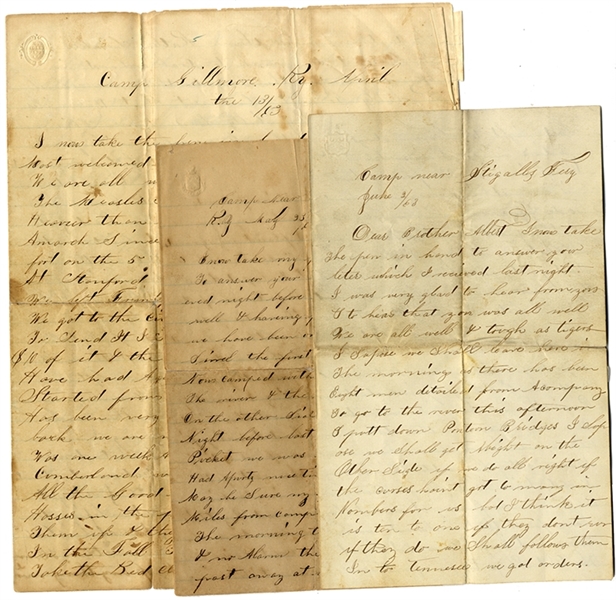 A Superb Rare Group of 103rd Ohio Letters Repelling Confederate Cavalryman Pegram's Kentucky Invasion.  