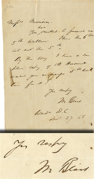 Montgomery Blair Autograph Letter Signed