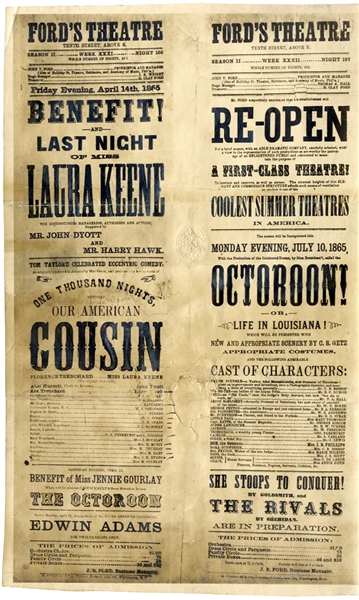 Photograph of the “Our American Cousin” Broadside