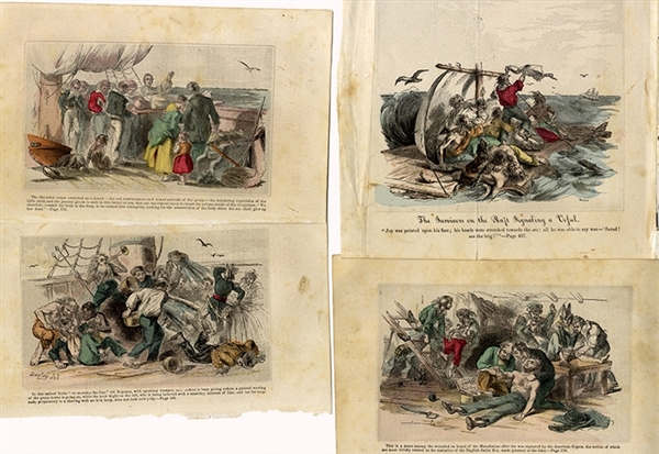 A Group of 4 Hand Tinted Naval Engravings