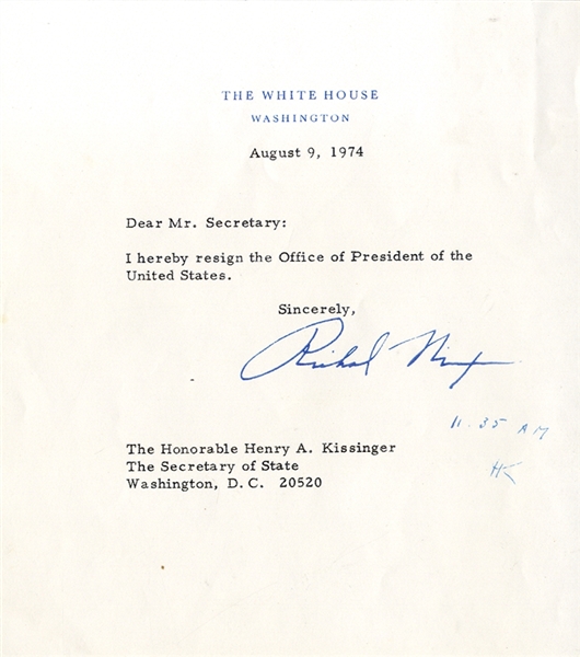 Souvenir Copy of President Richard Nixon’s Resignation