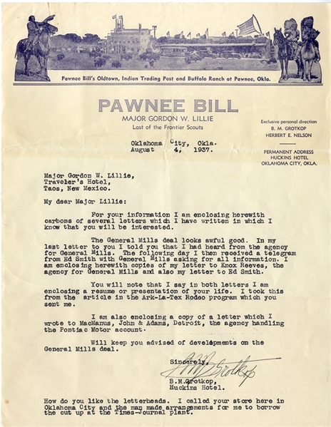 Pawnee Bill Negotiates Endorsements