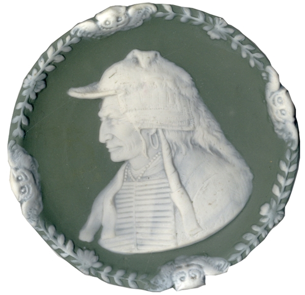 Vintage Jasperware Sioux Chief Cameo Plate.