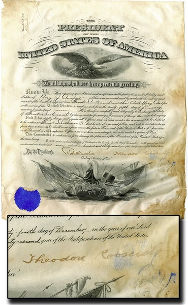 Theodore Roosevelt Signed Military Commission