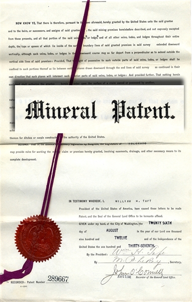 Taft Issues A Patent