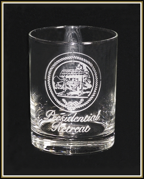 Camp David water glass presented to Charles H. Price, U.S. Ambassador to the United Kingdom