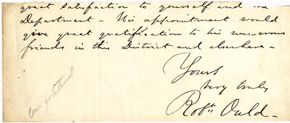 Partial Letter Signed By the Confederate Prisoner of War Agent