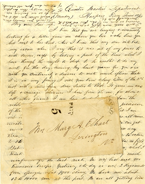 1st Virginia Cavalry War-date Letter