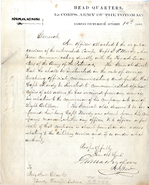 General Thomas Jordan Writes General Clark