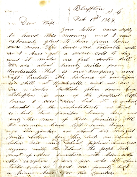 Member of Phillips Legion Writes His Father to Break the Negroes at Home So They Will Be Obedient