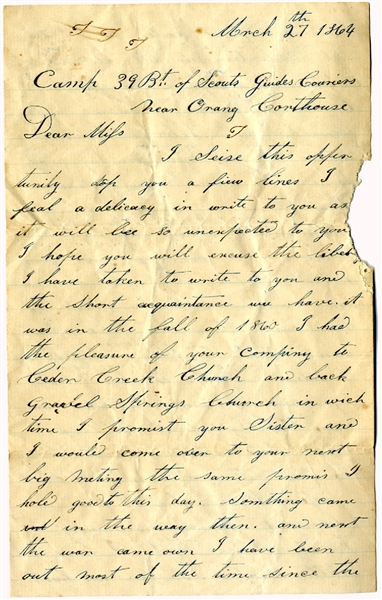 Rare Robert E. Lee Headquarter Guard's Letter