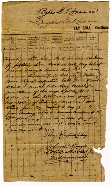 4th Alabama Soldier Letter