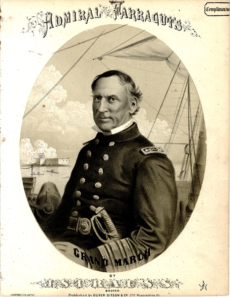 Commander Farragut With Mobile in the Background.