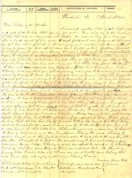 13th Massachusetts Soldier Letter
