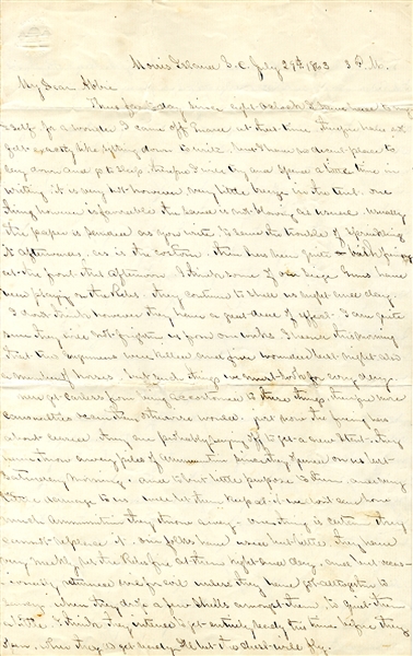 10th Connecituct Officer Writes of the Siege of Fort Wagner and the Use of Artillery and Mortars from Morris Island