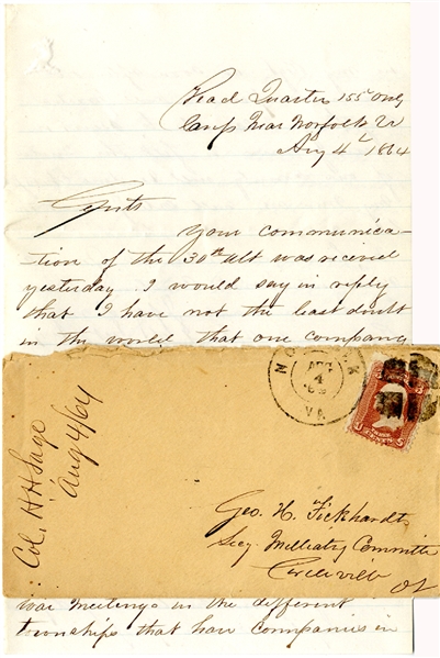 Ohio Colonel's Elizabeth City, North Carolina Raid Letter. 