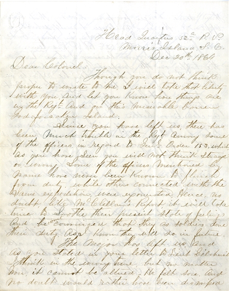 52nd Pennsylvania Soldier Writes his Colonel About their Failed Attack on James Island