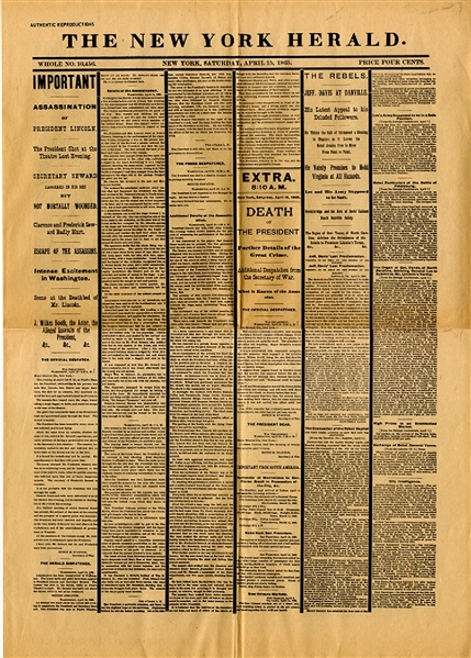 Complete Fantasy Lincoln Assassination Newspaper