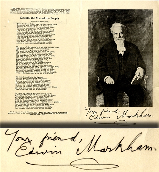 Markham Signed Printed Poem
