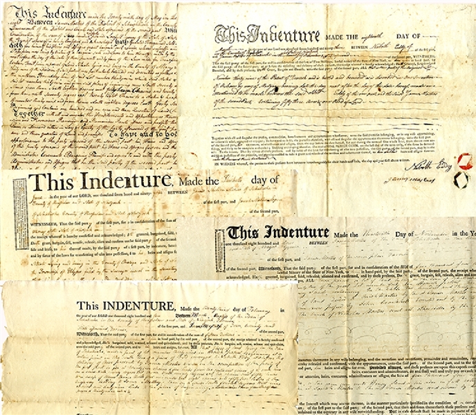 Group of FIVE State of New York Indentures, 1788-1810