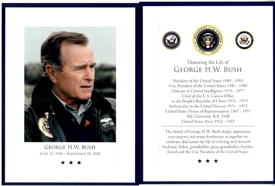 President George HW Bush Funeral Cards From Capitol Building Washington, DC