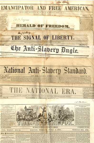 A Grouping of Seven Abolitionists Newspaper