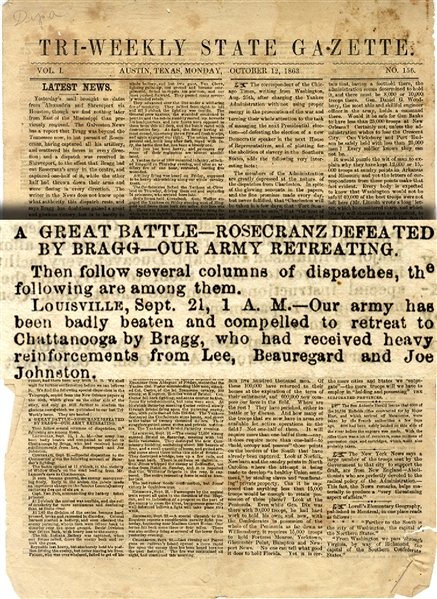 Scarce TEXAS Confederate Newspaper