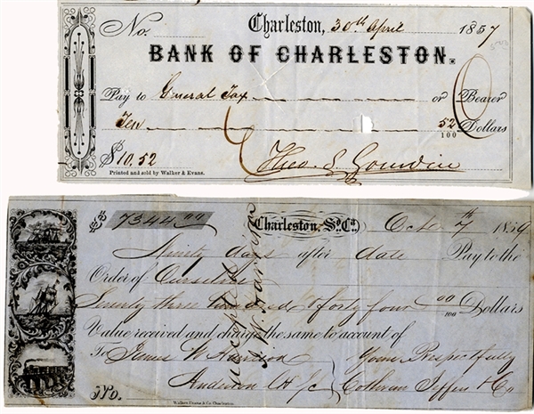 Checks Signed by Large Slave Holders of South Carolina