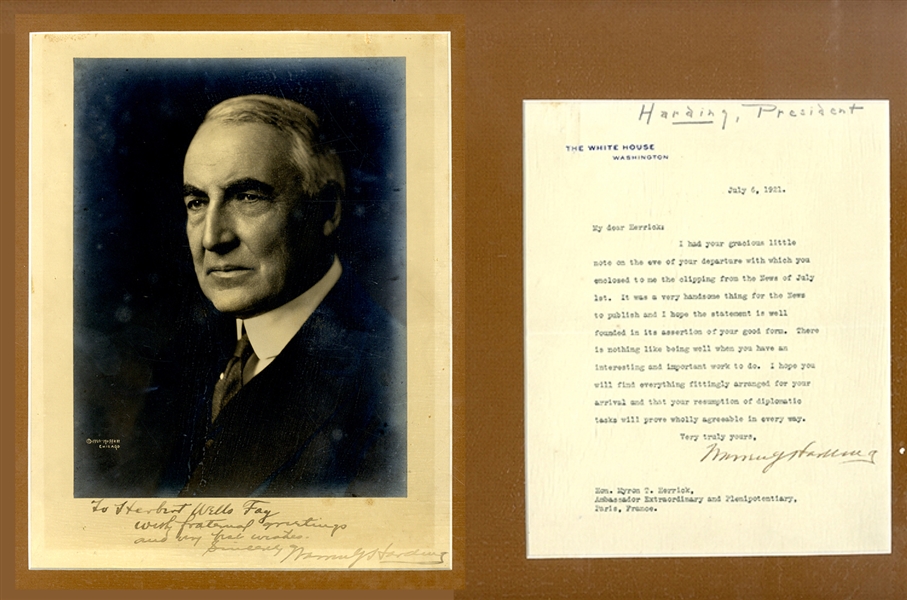 Harding Signed A Photo For Lincoln Curator, Herbert Wells Fay