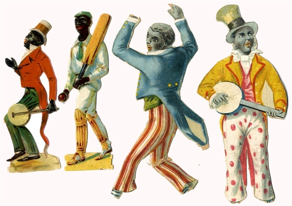 Early Colored Printed Die-Cut Minstrel Figures