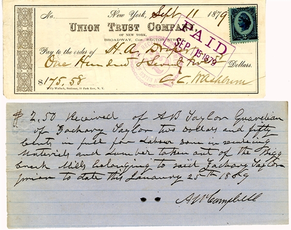 Checks Signed by Generals A.W. Campbell and C.C. Washburn