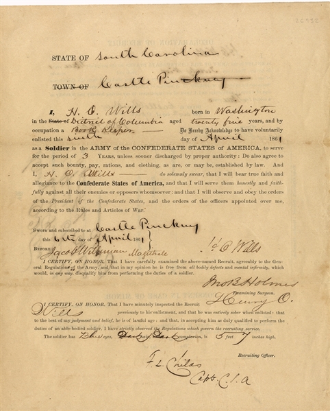 War-date Document Signed by Captain Childs and Week Before Fort Sumter