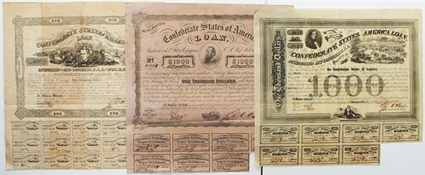 Collection of Confederate Bonds 