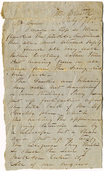 17th Battalion of Virginia Cavalry Officer Writes of the Hope Placed in the Hands of General Stonewall Jackson
