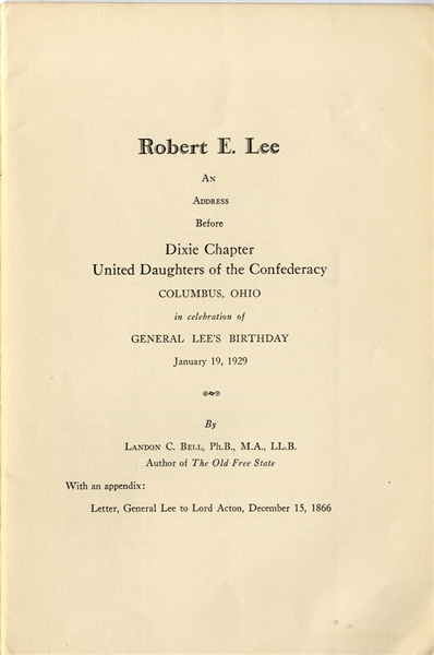 Robert E. Lee Booklet
