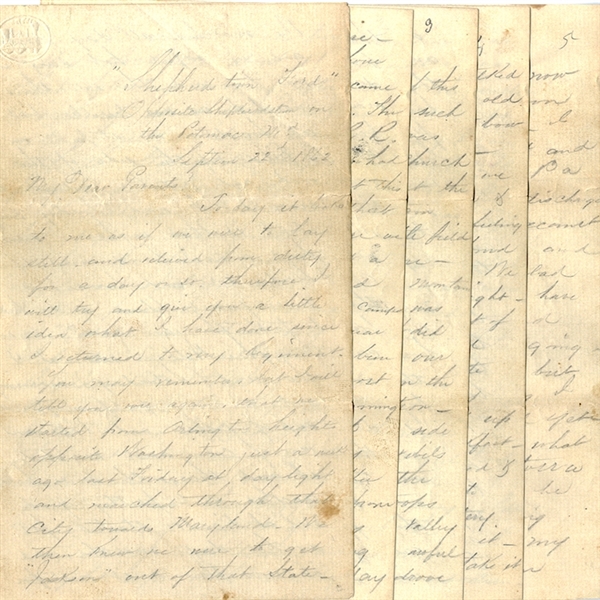 17 Page Antietam Campaign Letter with Battle Content