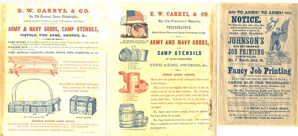 Pair of Civil War Advertising Circulars, two-sided by King & Baird